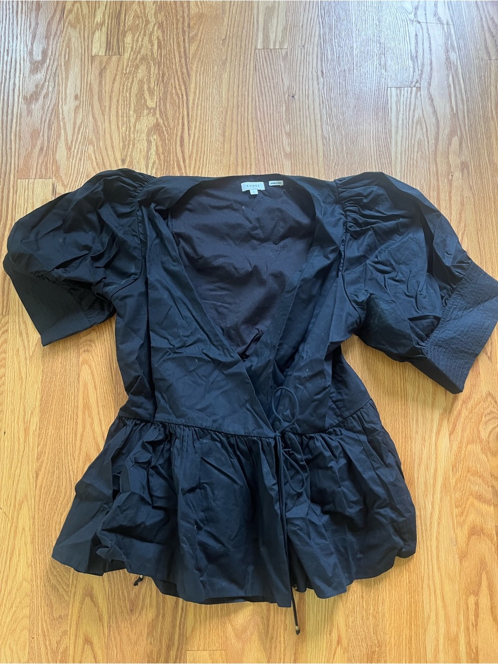 Black Rhode Puff-Sleeve Wrap Top